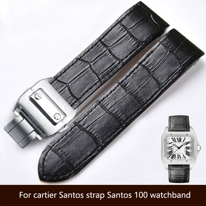 Cartier Watch Santos - Hoogwaardige, echte leren horlogeband, 20 en
