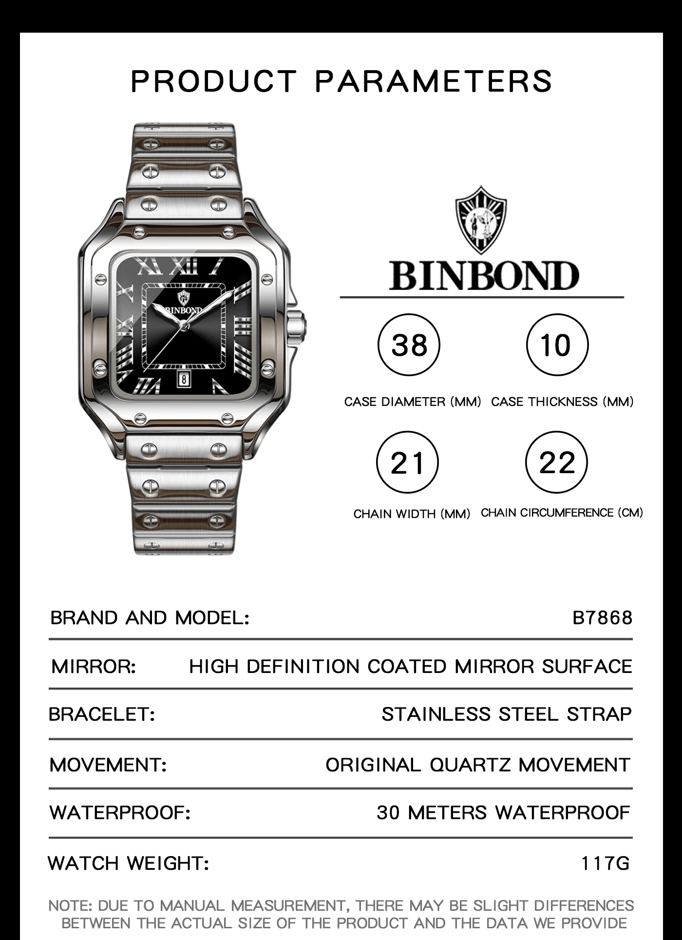 BINBOND Top New 7868 Herenhorl - Cartier Watch Tank recensie en prijs